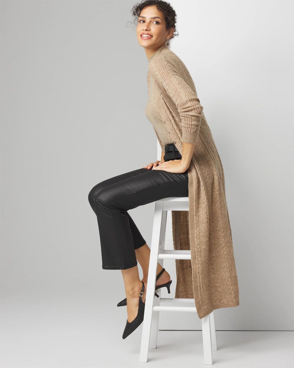 Cable Stitch Duster Sweater White House Black Market
